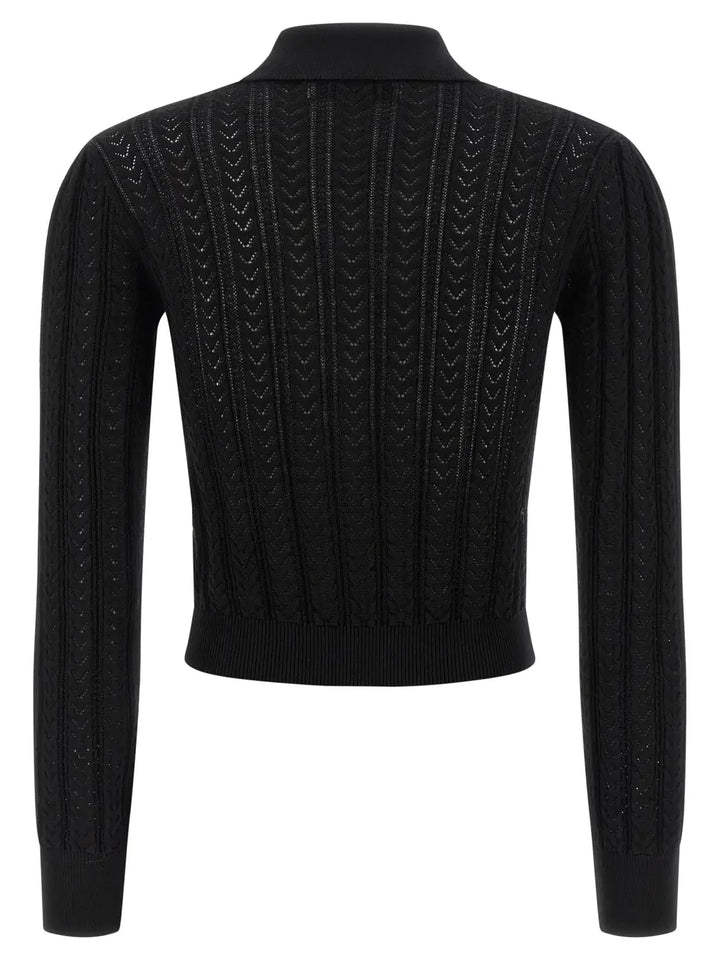 Alessandra Rich Black Cotton Cardigan