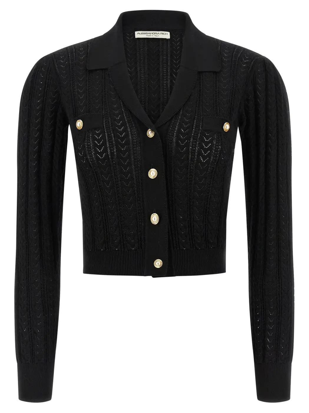 Alessandra Rich Black Cotton Cardigan
