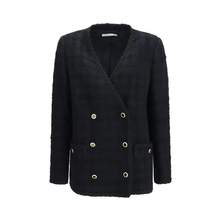Alessandra Rich Black Cotton Full-length Jacket