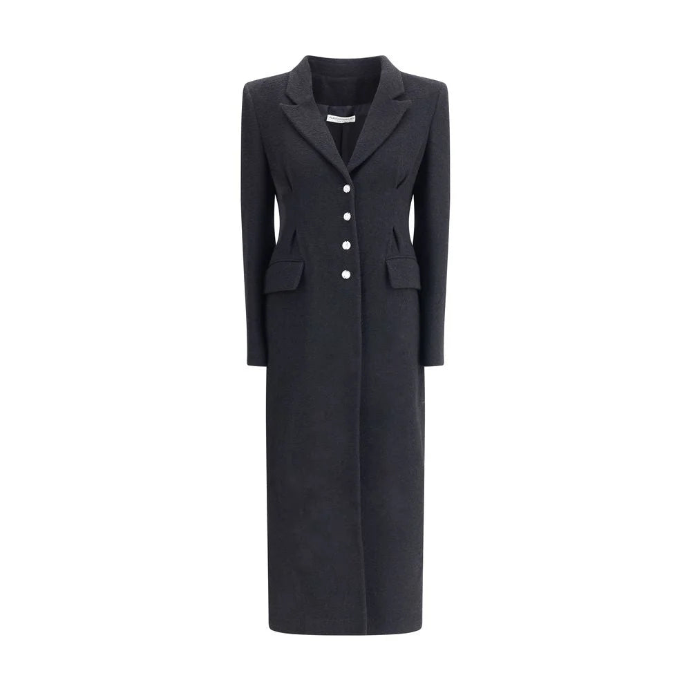 Alessandra Rich Black Fleece Wool Coat