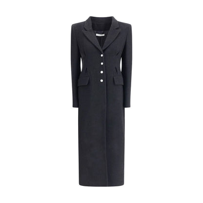 Alessandra Rich Black Fleece Wool Coat
