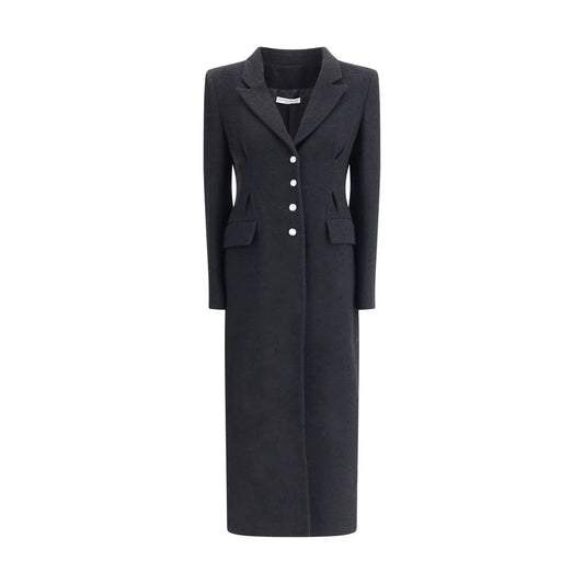 Alessandra Rich Black Fleece Wool Coat