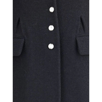 Alessandra Rich Black Fleece Wool Coat