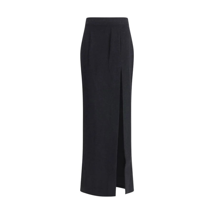 Alessandra Rich Black Fleece Wool Long Skirt