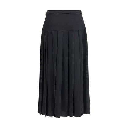 Alessandra Rich Black Fleece Wool Midi Skirt