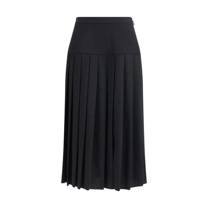 Alessandra Rich Black Fleece Wool Midi Skirt