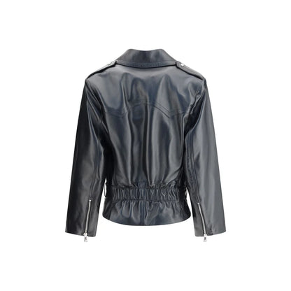 Alessandra Rich Black Leather Biker Jacket