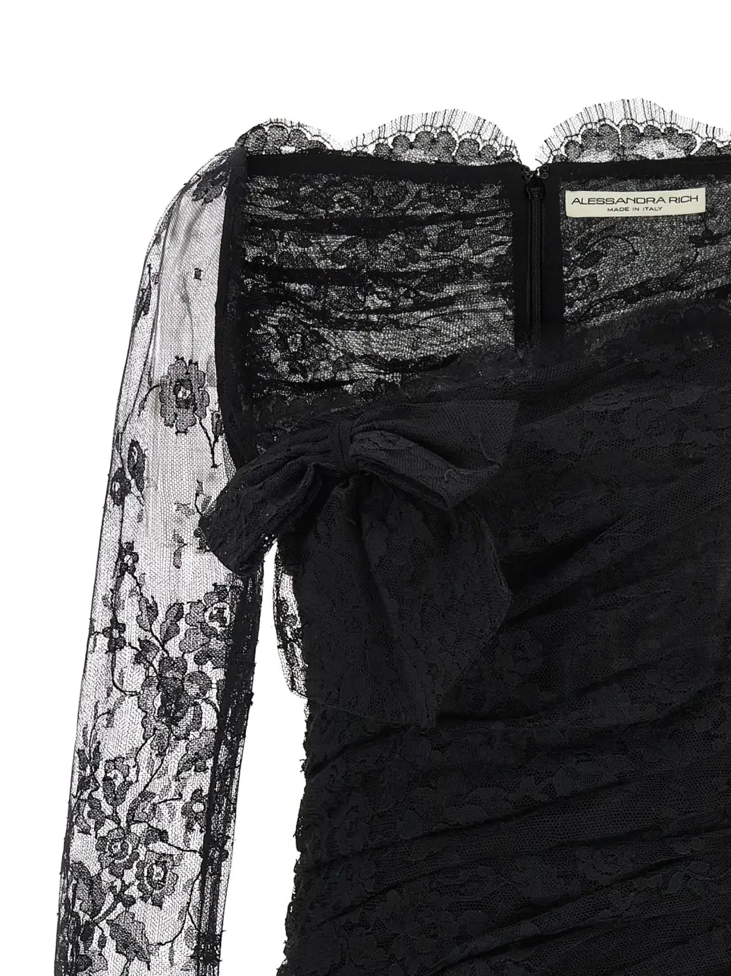 Alessandra Rich Black Organic Cotton Short Dress