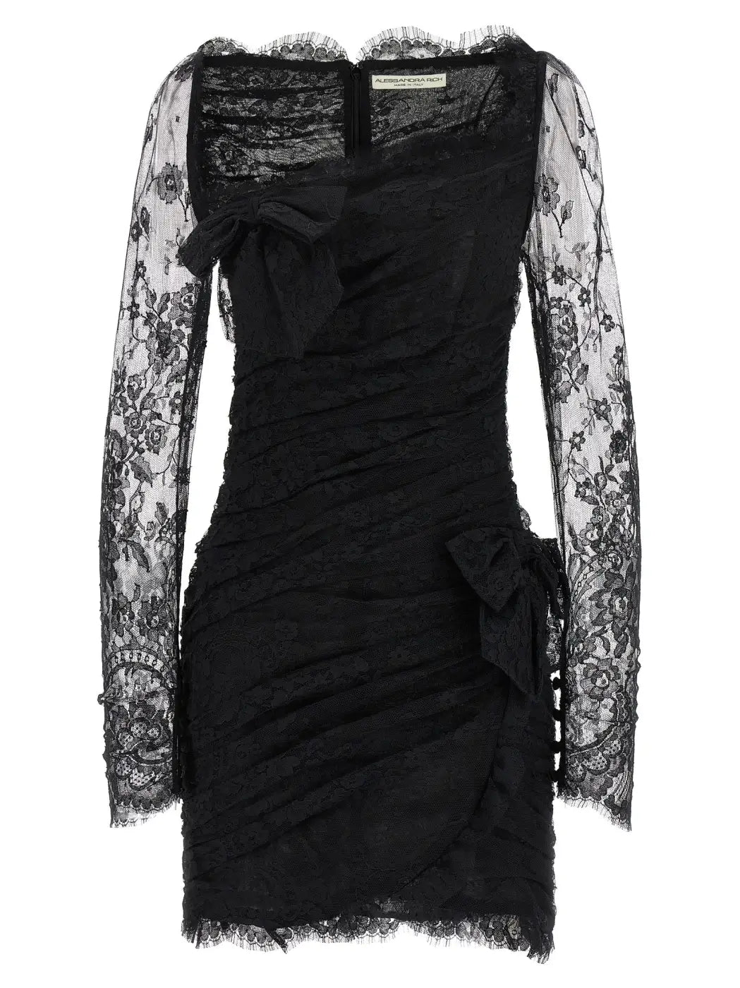 Alessandra Rich Black Organic Cotton Short Dress