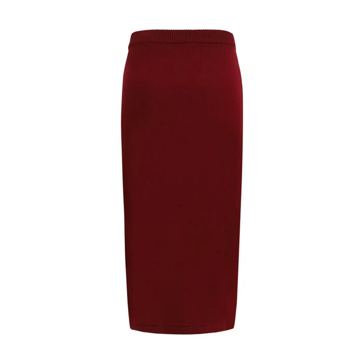 Alessandra Rich Bordeaux Wool Oves Aries Midi Skirt