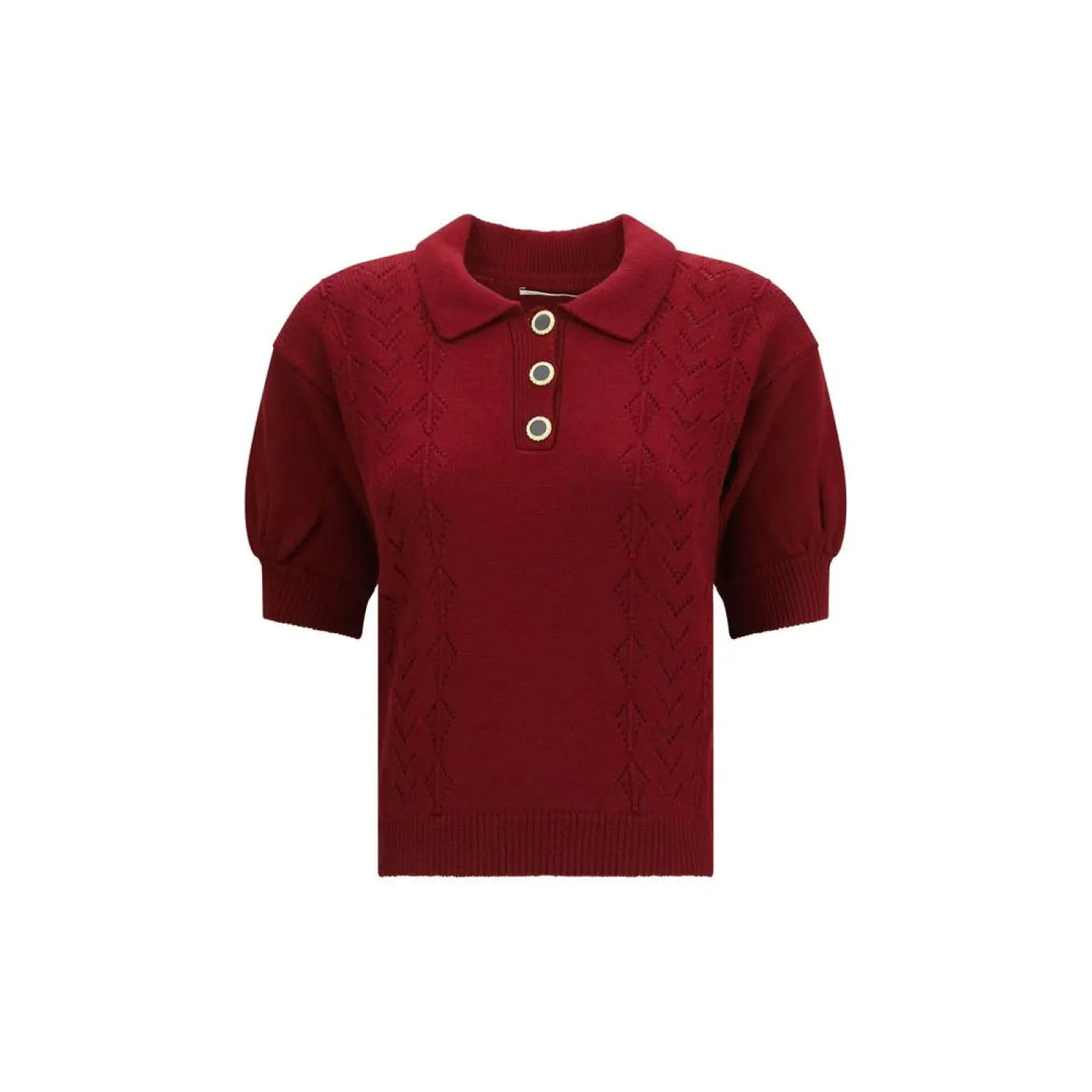Alessandra Rich Bordeaux Wool Oves Aries Shortsleeve Shirt