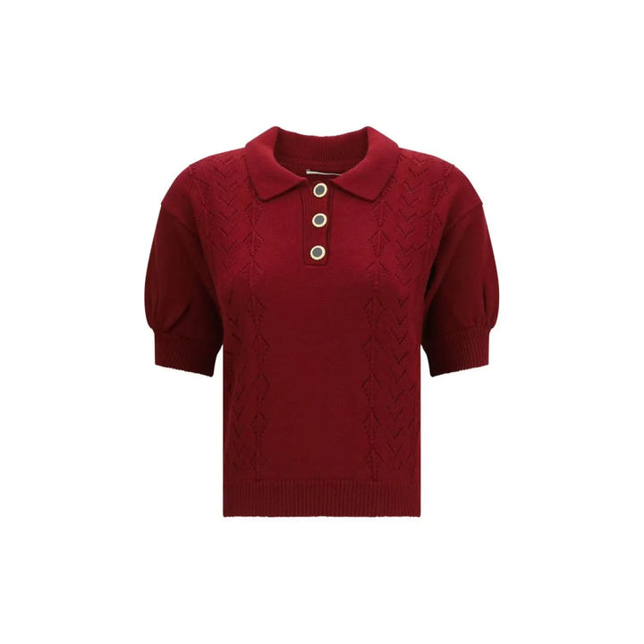 Alessandra Rich Bordeaux Wool Oves Aries Shortsleeve Shirt