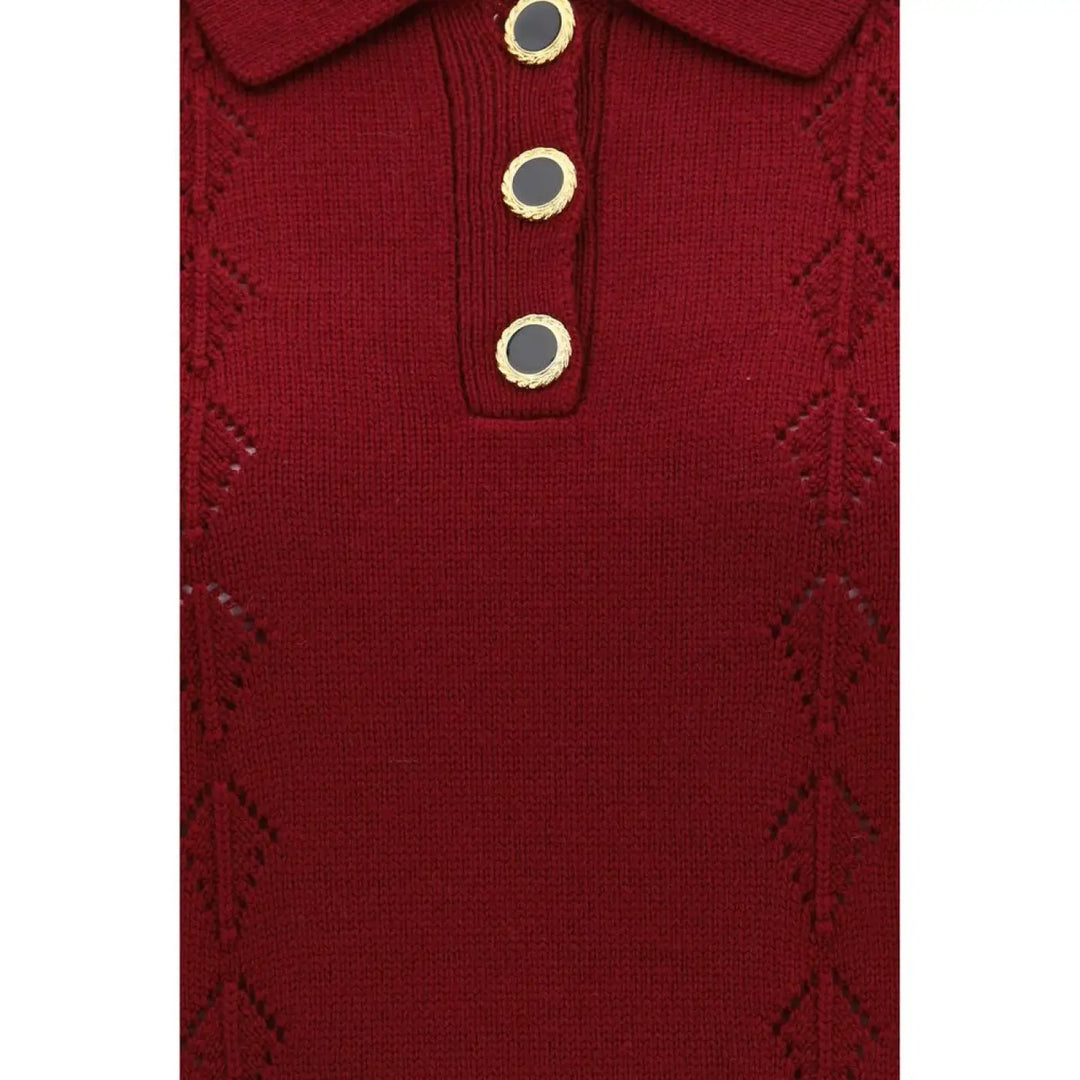 Alessandra Rich Bordeaux Wool Oves Aries Shortsleeve Shirt