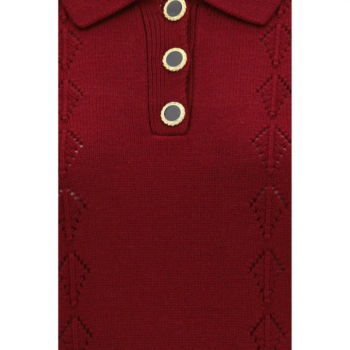 Alessandra Rich Bordeaux Wool Oves Aries Shortsleeve Shirt