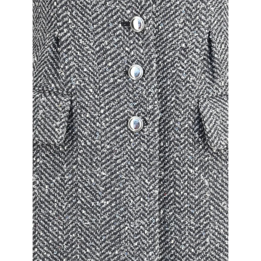Alessandra Rich Gray Fleece Wool Coat