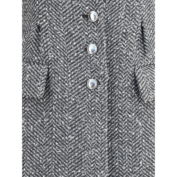 Alessandra Rich Gray Fleece Wool Coat