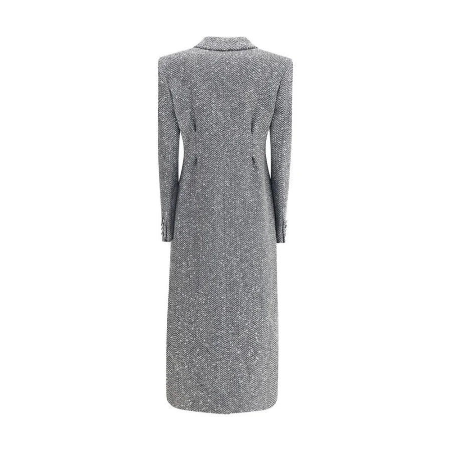 Alessandra Rich Gray Fleece Wool Coat