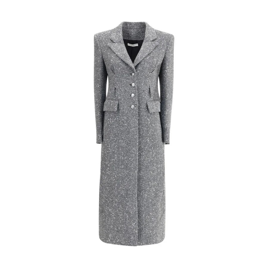 Alessandra Rich Gray Fleece Wool Coat