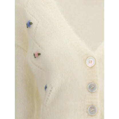 Alessandra Rich White Mohair Cardigan
