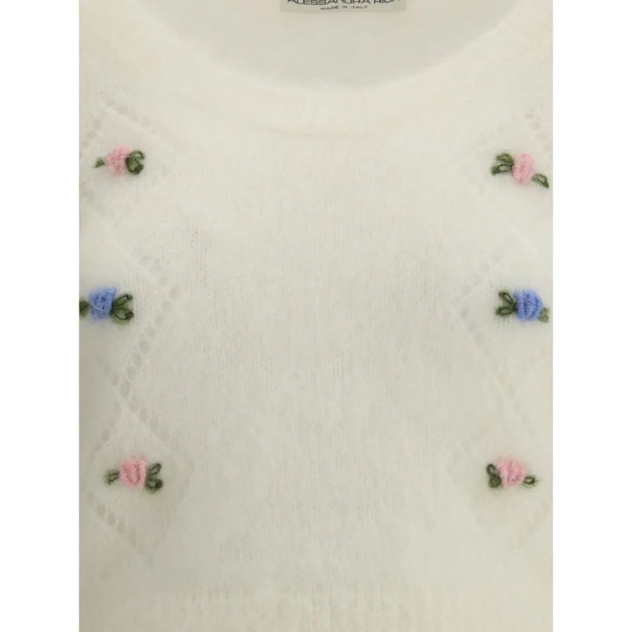 Alessandra Rich White Mohair Sweatshirt