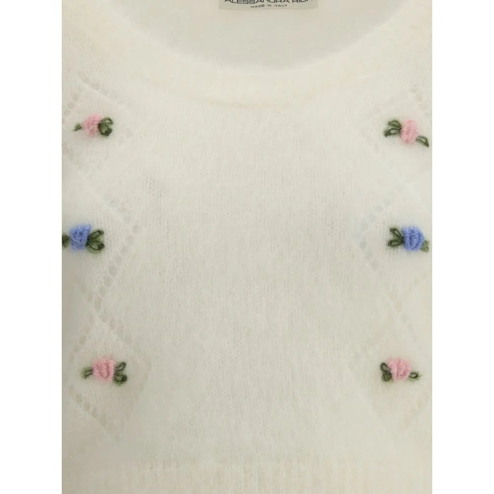 Alessandra Rich White Mohair Sweatshirt