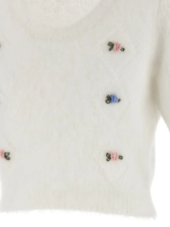 Alessandra Rich White Wool Cardigan