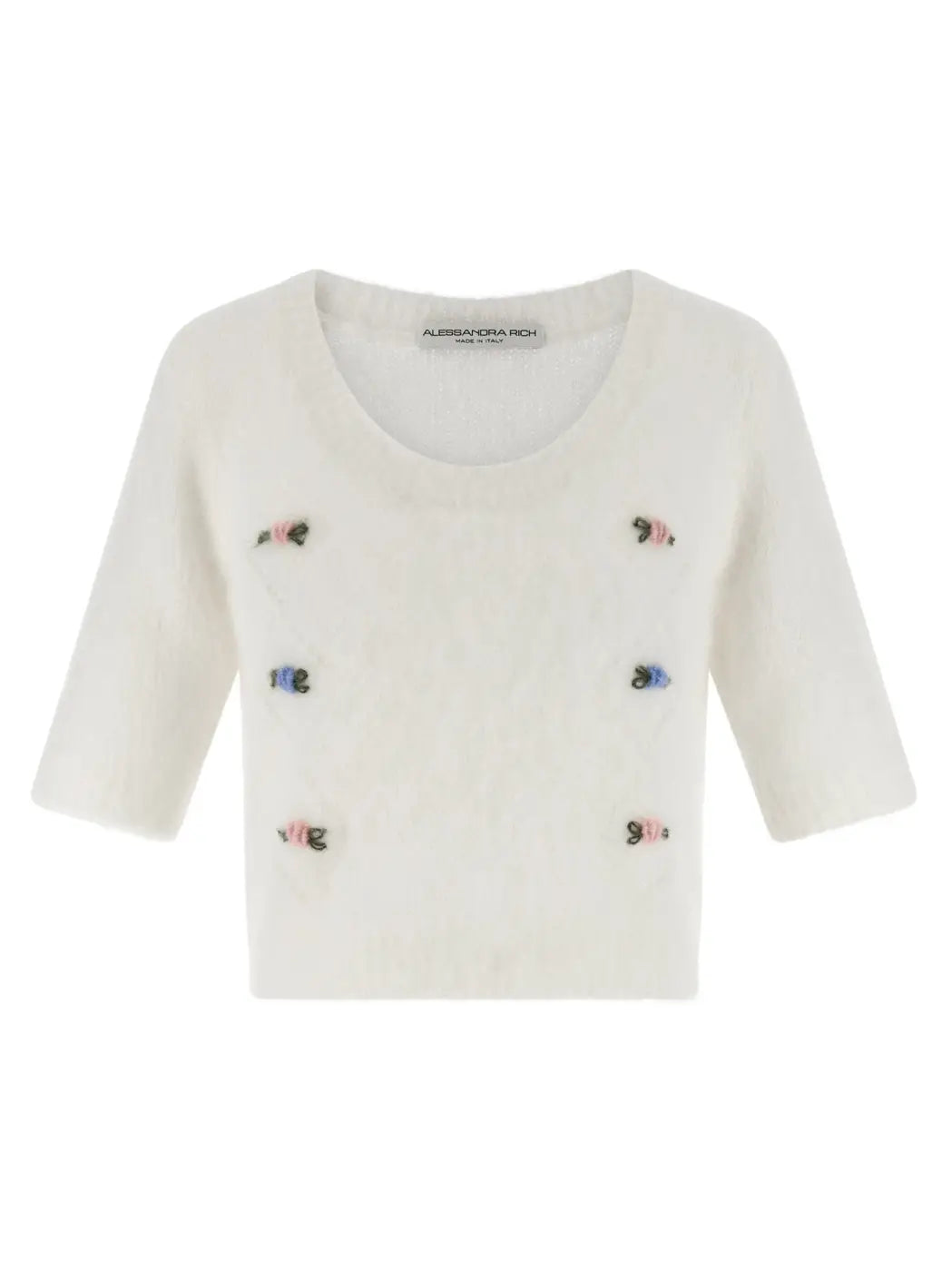 Alessandra Rich White Wool Cardigan