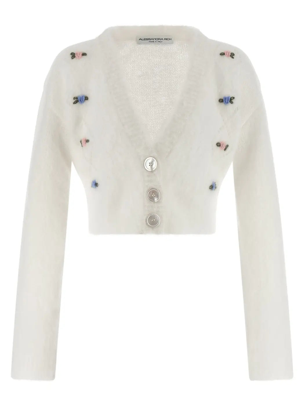 Alessandra Rich White Wool Cardigan