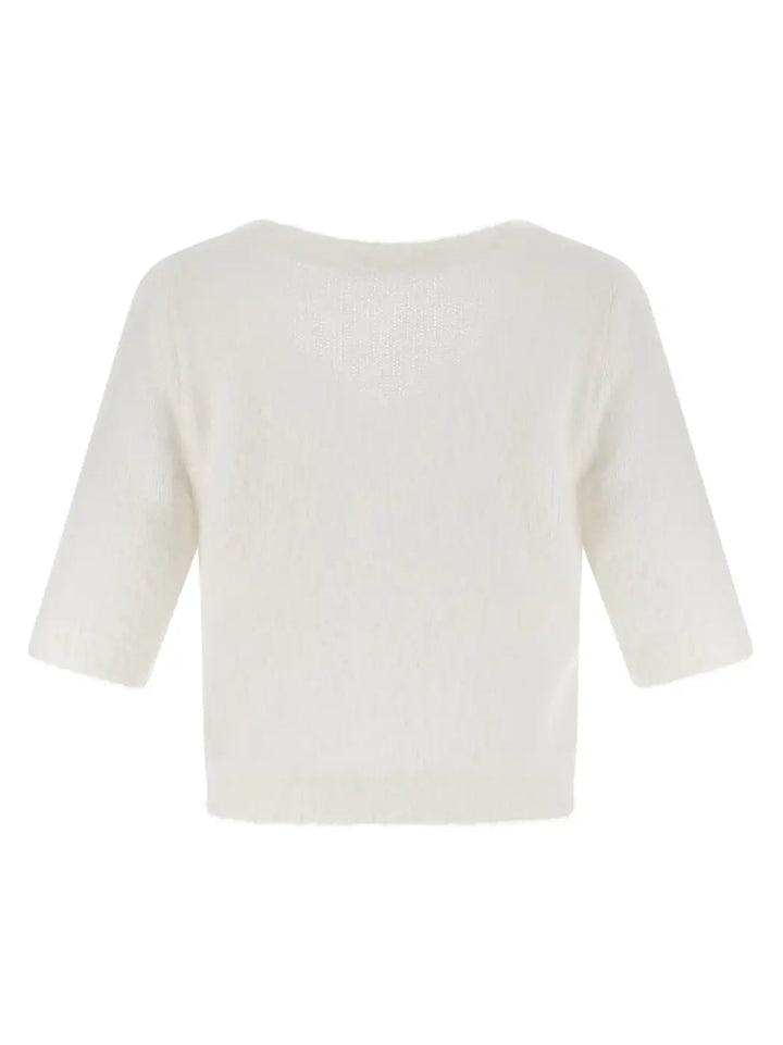 Alessandra Rich White Wool Cardigan