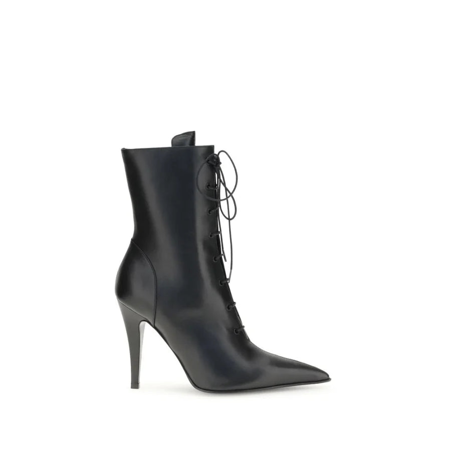 Alexander McQueen Black Calf Leather Bos Taurus Lace-Up Boots