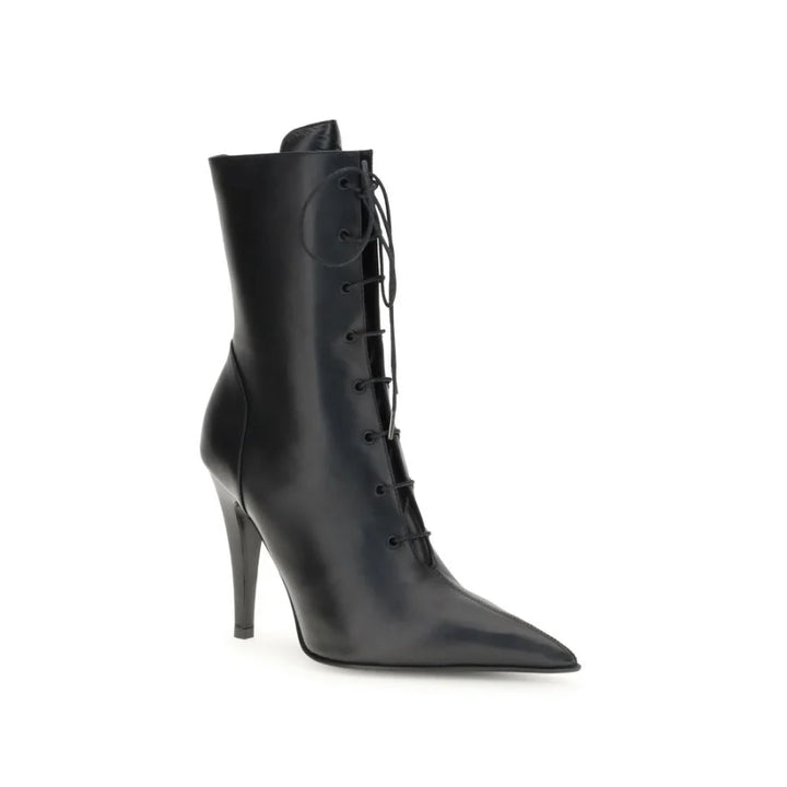 Alexander McQueen Black Calf Leather Bos Taurus Lace-Up Boots