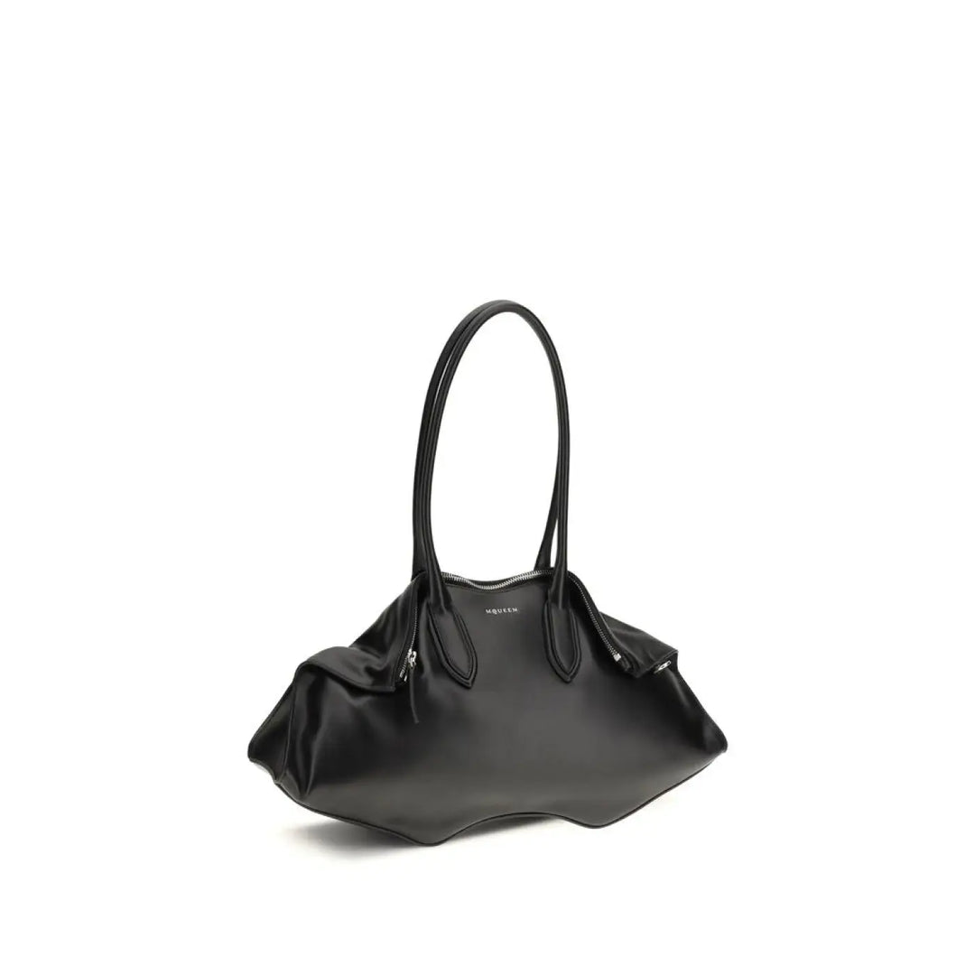 Alexander Mcqueen Black Calf Leather Bos Taurus Shoulder Bag