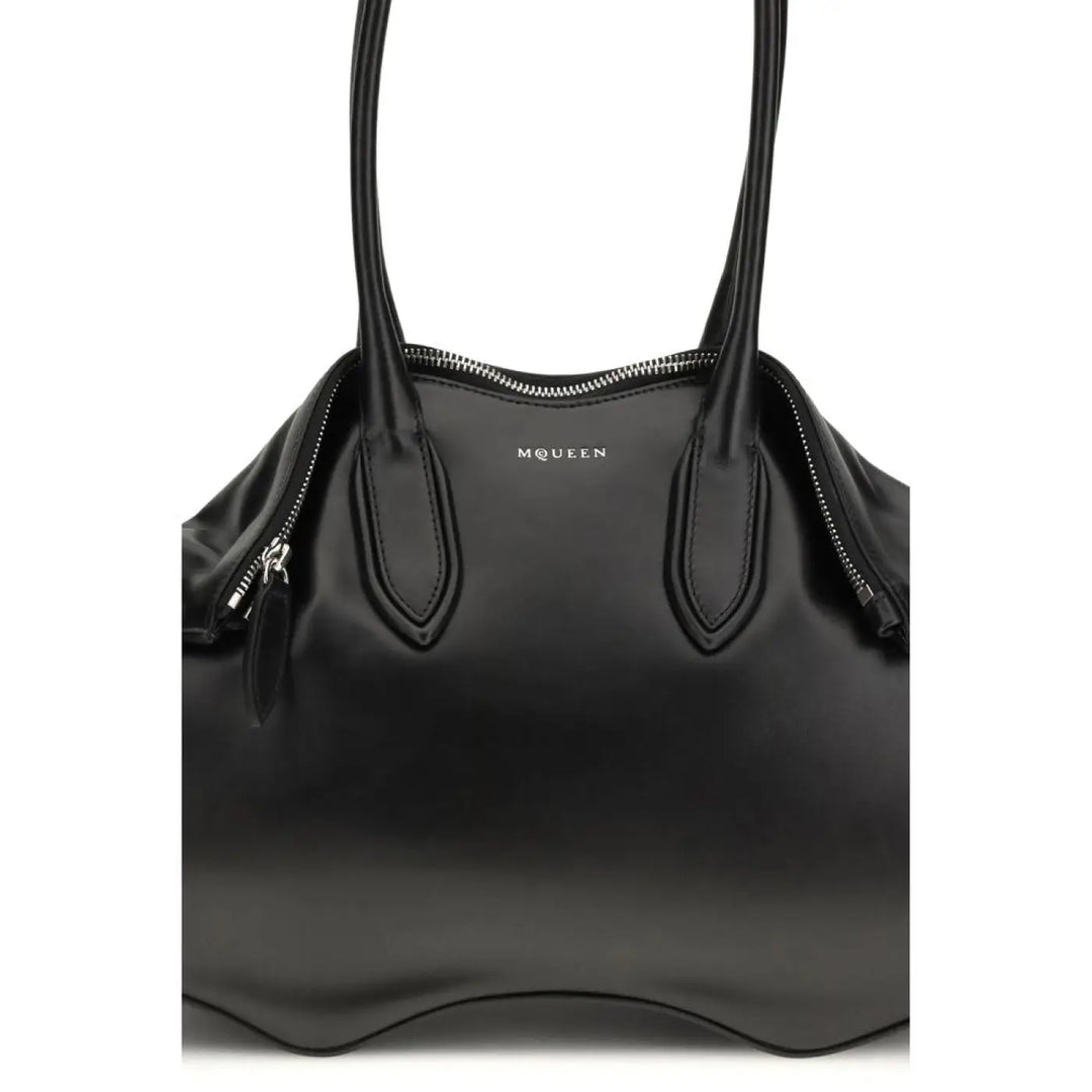 Alexander Mcqueen Black Calf Leather Bos Taurus Shoulder Bag