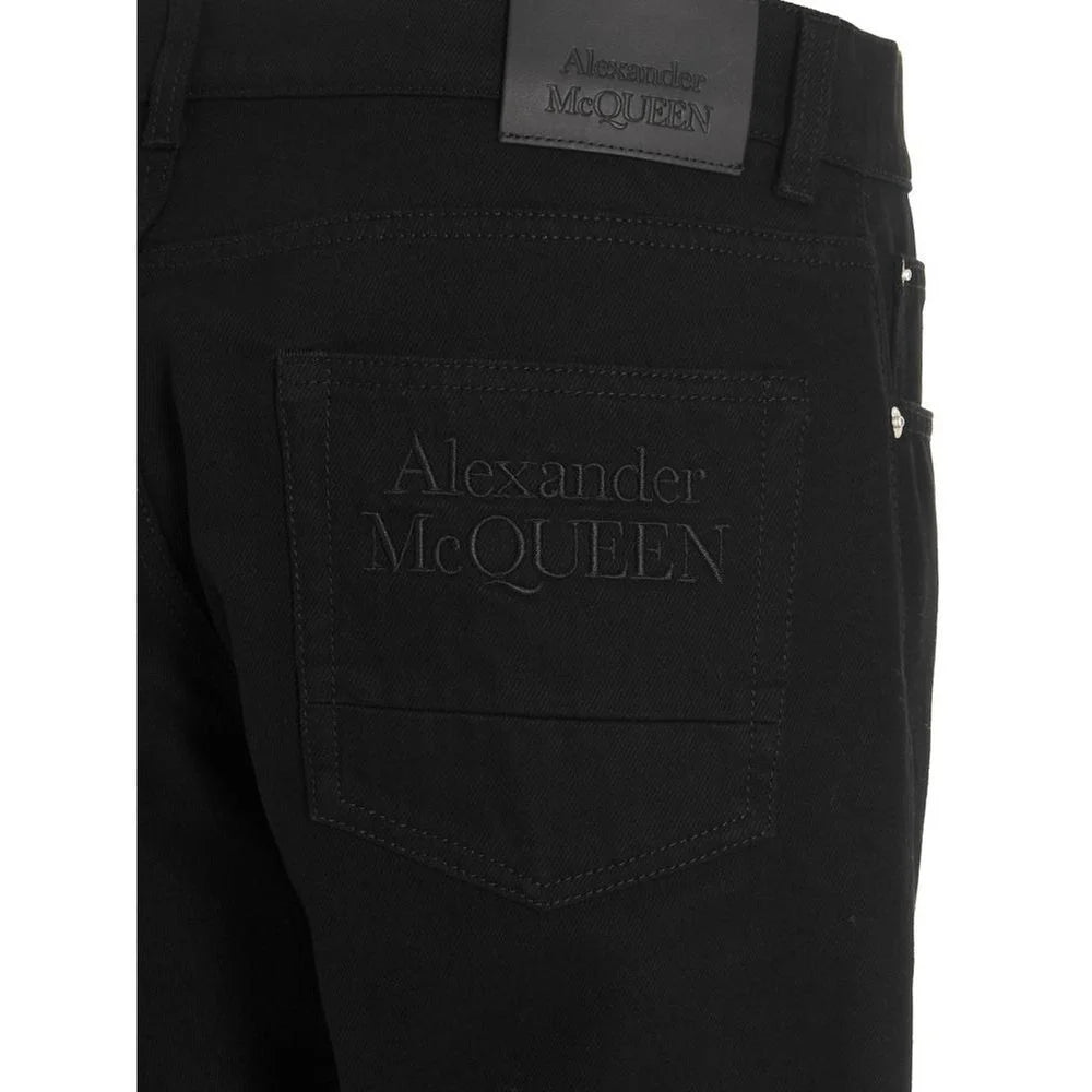 Alexander McQueen Black Cotton Logo Embroidery Jeans
