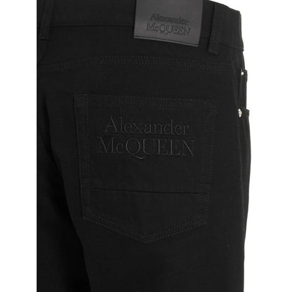 Alexander McQueen Black Cotton Logo Embroidery Jeans
