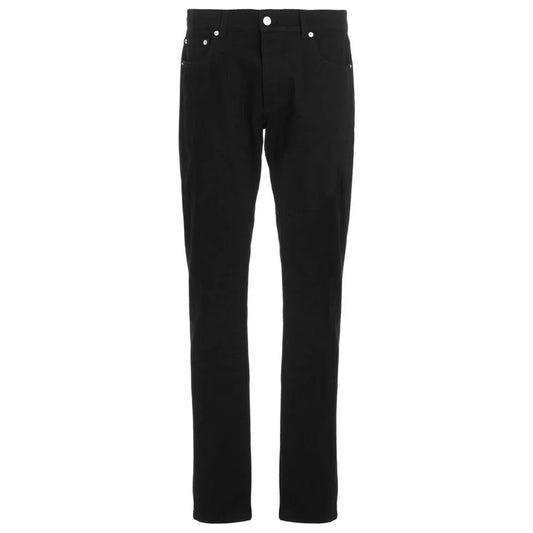 Alexander McQueen Black Cotton Logo Embroidery Jeans