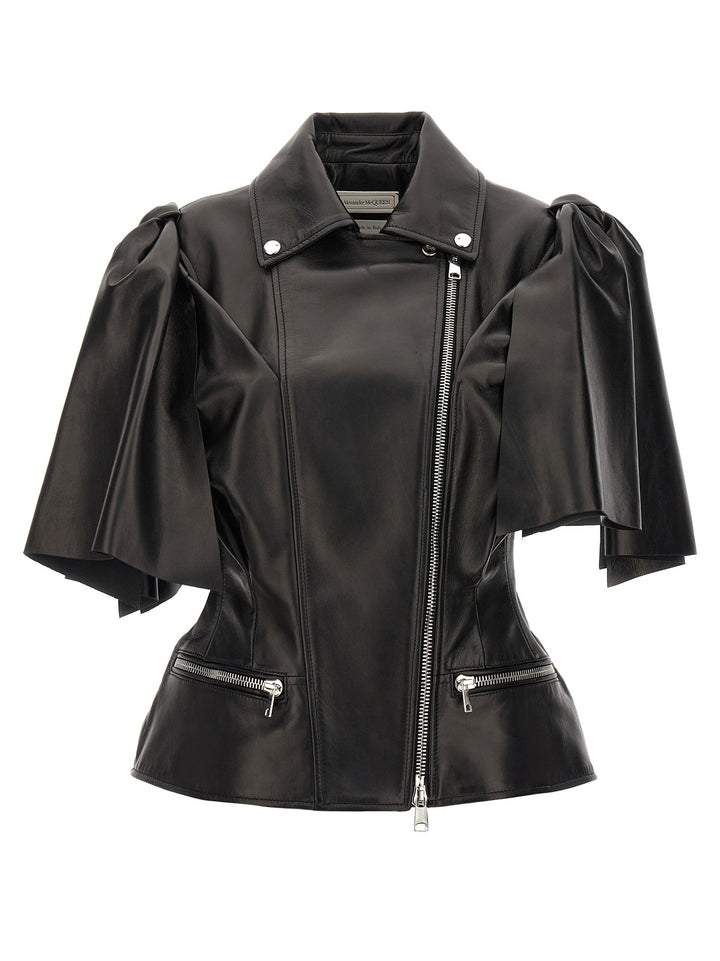 Alexander McQueen Black Lamb Leather Sleeveless Jacket