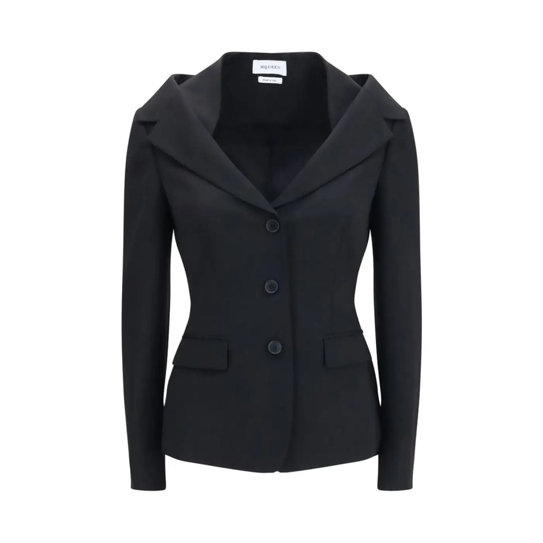 Alexander Mcqueen Black Wool Oves Aries Full-length Jacket