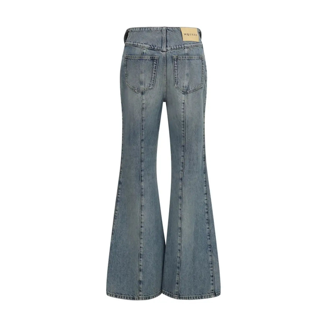 Alexander Mcqueen Blue Cotton Flared Jeans