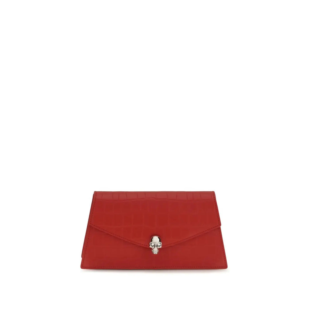 Alexander Mcqueen Red Calf Leather Bos Taurus Clutch Bag