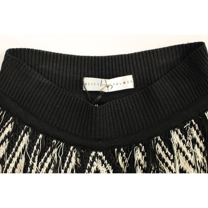 Alice Palmer White Black Knitted Assymetrical Skirt