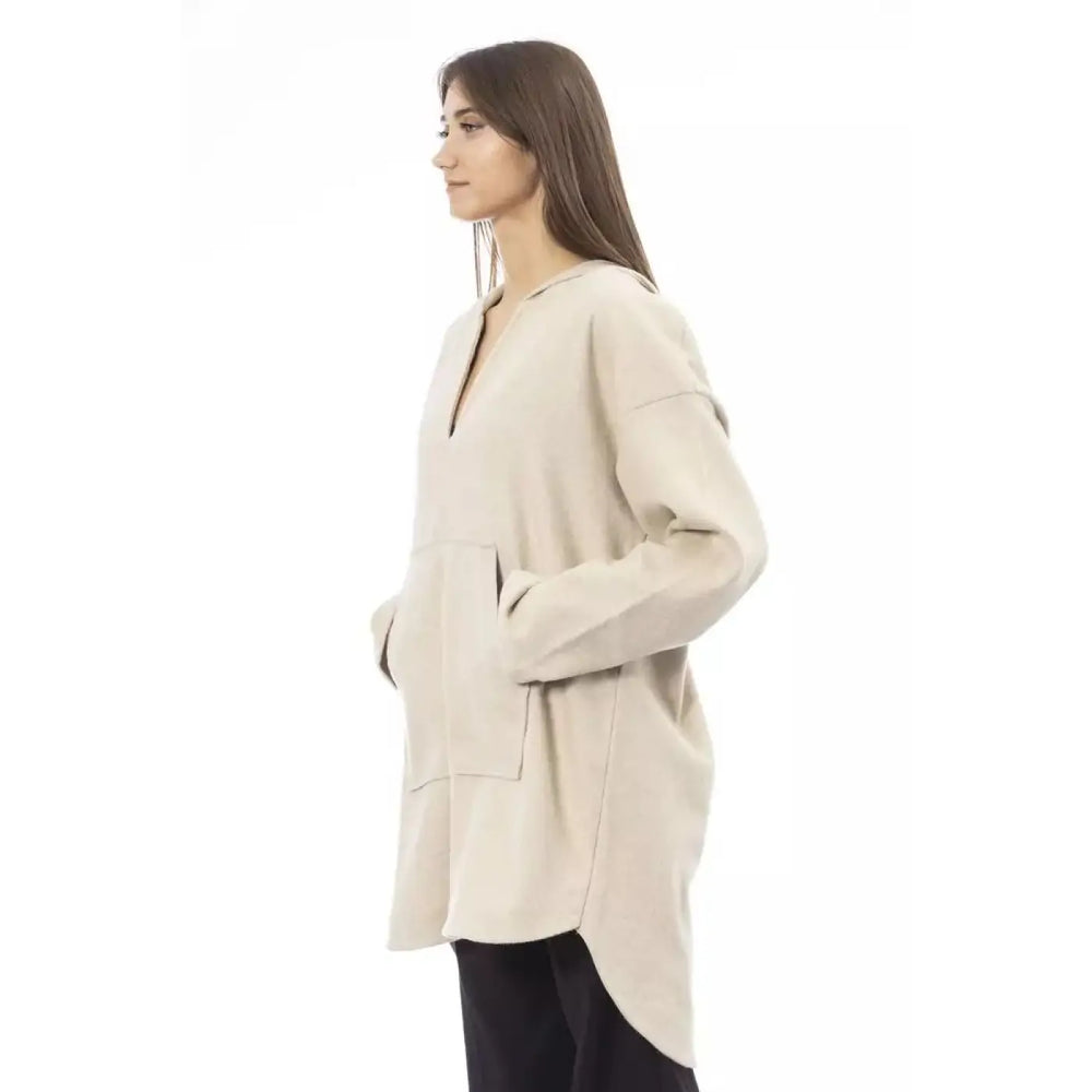 Alpha Studio Beige Wool Hoodie