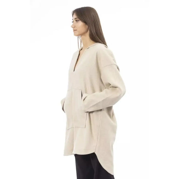Alpha Studio Beige Wool Hoodie