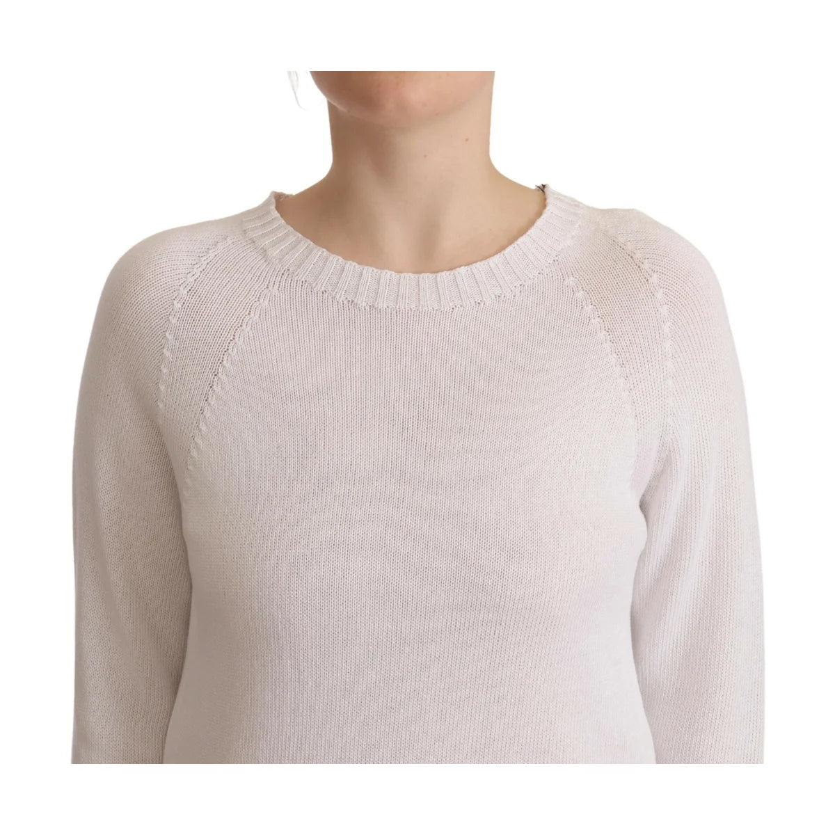 Alpha Studio Pullover White Cotton Long Sleeves Sweater Wardrobe Essential