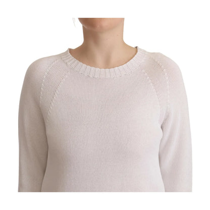 Alpha Studio Pullover White Cotton Long Sleeves Sweater Wardrobe Essential