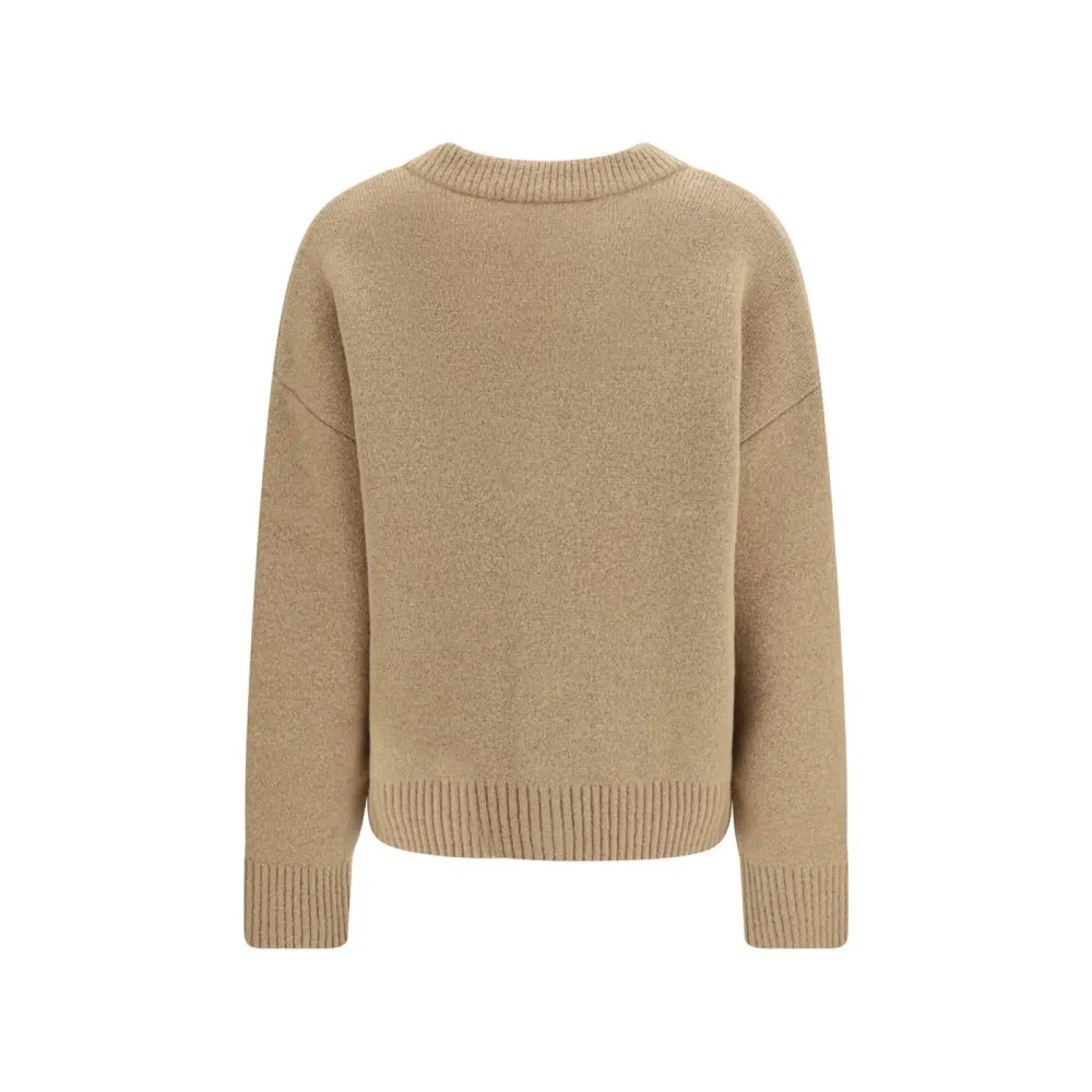 Ami Paris Beige Alpaca Vicugna Pacos Cardigan