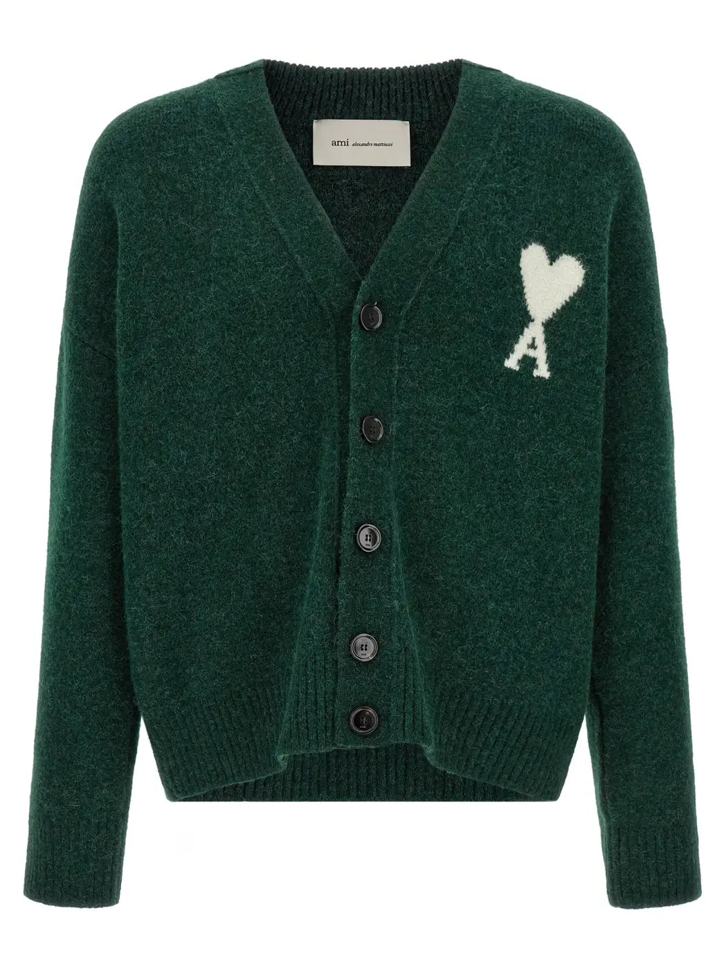 Ami Paris Bicolor Alpaca Leather Cardigan