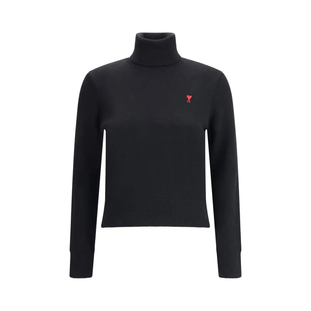 Ami Paris Black Merino Wool Turtleneck