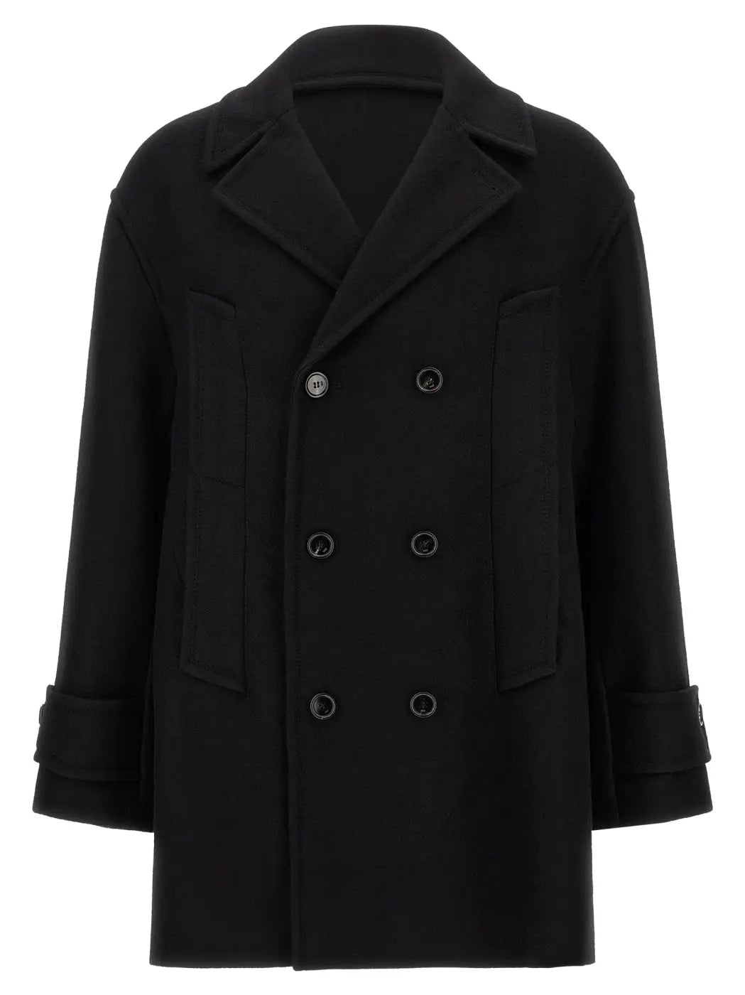 Ami Paris Black Virgin Wool Coat