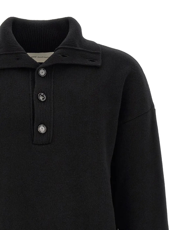 Ami Paris Black Wool Cardigan